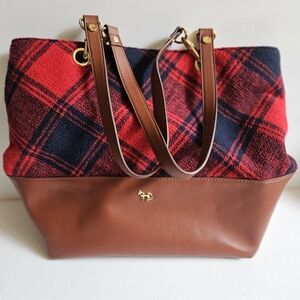 Emma Fox Navy and Red Material Tote